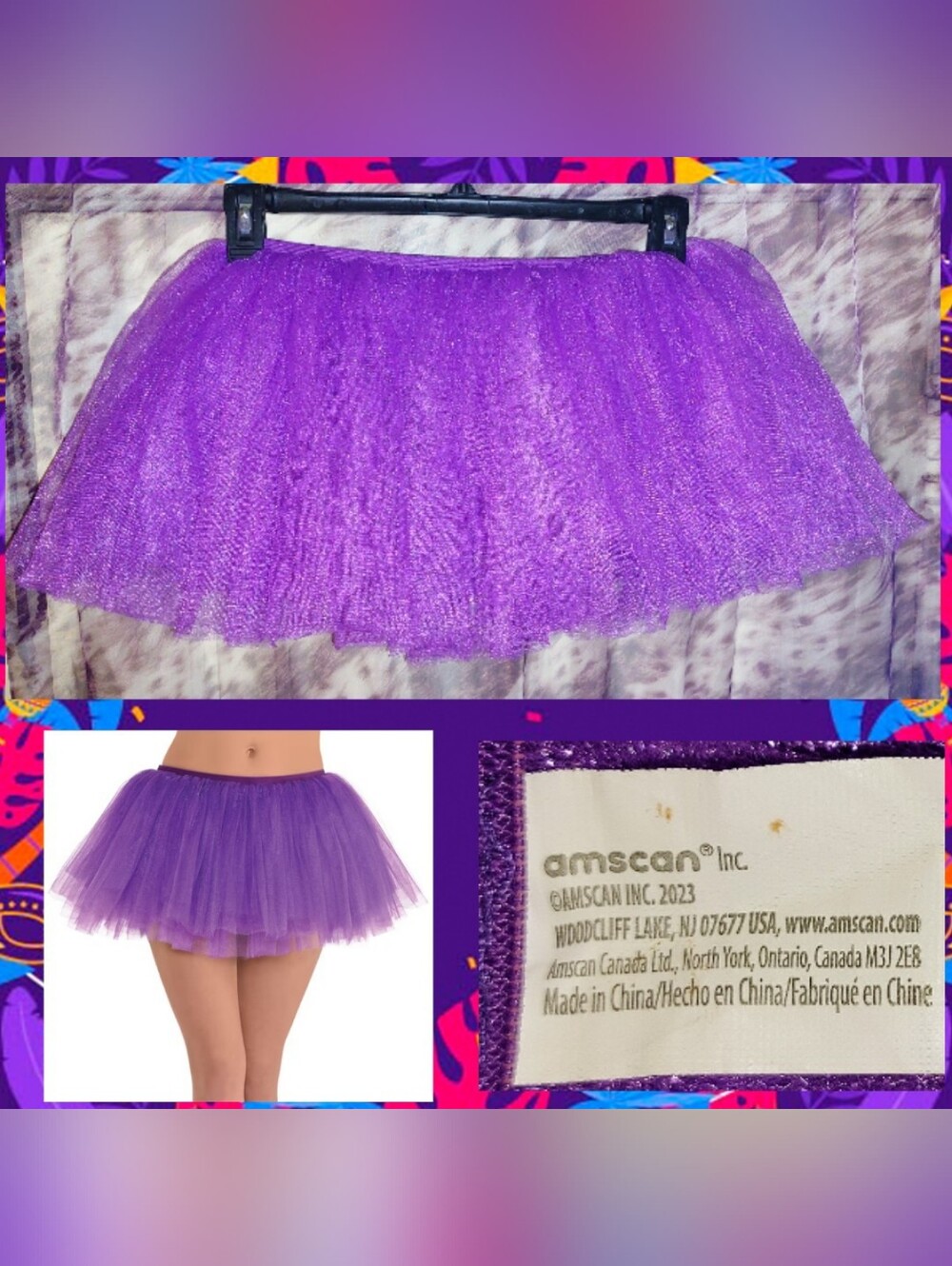 Amscan brand Purple Adult Layered Tutu/ Mini Skirt 1 Size Fits Most